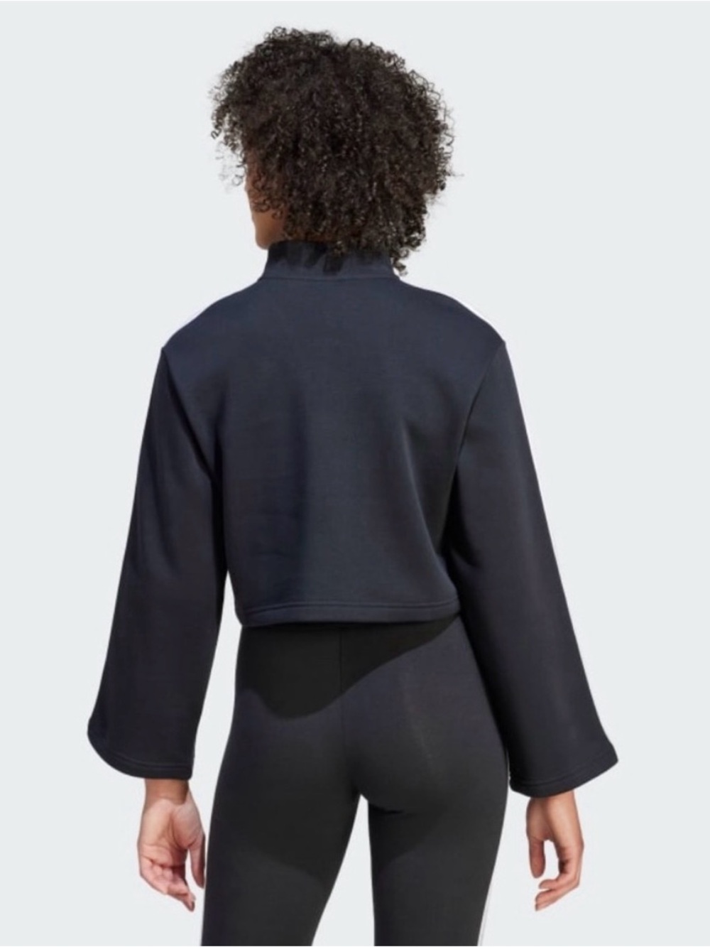 adidas Black Quarter-Zip Pullover with White Stripes - Picture 5 of 9